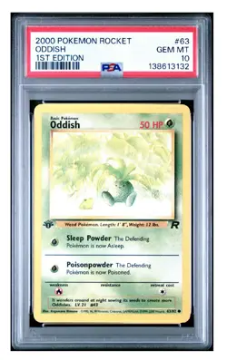 PSA 10 GEM MINT 💎 2000 POKEMON ROCKET | 1ST EDITION ODDISH 63 - Image 1
