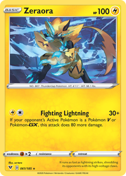 Zeraora 061/185 Holo R Vivid Voltage Pokemon Holo NM/M - Image 1