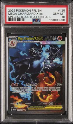 2025 POKEMON PFL EN-PHANTASMAL FLAMES #125 MEGA CHARIZARD X EX PSA 10 - Image 1