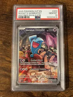 PSA 10 - Pokemon Team Rocket's Wobbuffet Destined Rivals ETB Promo SVP EN 203 - Image 1