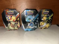 Lot 3 Pokemon TCG Eevee Evolutions Tin Jolteon V Vaporeon Flareon SEALED TIN LOT 820650809057 - Image 1