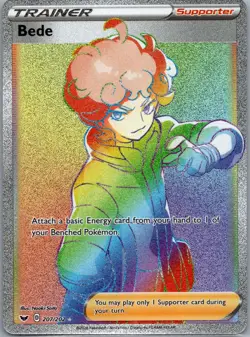 Bede 207/202 Sword & Shield Pokemon TCG Holo Rainbow Rare NM - Image 1