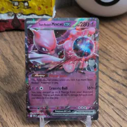 Pokemon Team Rocket's Mewtwo ex Double Rare Full Art Holo 081/182 Sv10 English - Image 1