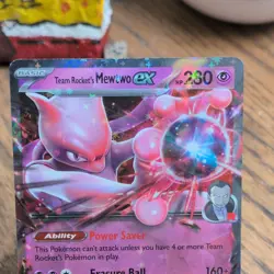 Pokemon Team Rocket's Mewtwo ex Double Rare Full Art Holo 081/182 Sv10 English - Image 2