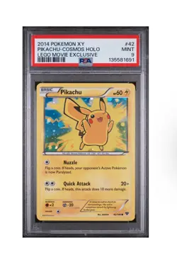 PIKACHU PSA 9 2014 POKEMON XY #42/146 LEGO MOVIE EXCLUSIVE COSMOS HOLO MINT - Image 1