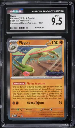 2025 Pokemon Spanish Phantasmal Flames Staff Flygon #16 CGC 9.5 MINT+ Promo - Image 1