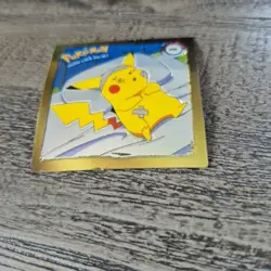Vintage 1999 Artbox Pokemon R08 Pikachu Gold Sticker Series 1 Prism Holographic - Image 1