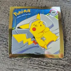 Vintage 1999 Artbox Pokemon R08 Pikachu Gold Sticker Series 1 Prism Holographic - Image 2