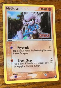 Meditite 55/108 EX Power Keepers Reverse Holo Pokemon Card LP Stamped - Image 1