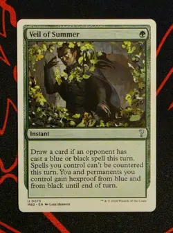 MTG Veil of Summer (White Border) x1 Near Mint from Mystery Booster 2 - Image 1