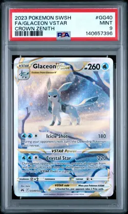 PSA 9 MINT GLACEON VSTAR GG40 CROWN ZENITH GALARIAN GALLERY POKEMON - Image 1