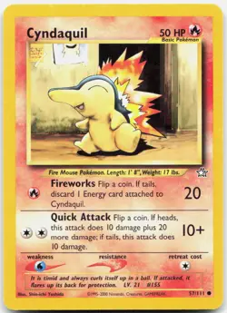 Pokemon TCG Cyndaquil (57) Neo Genesis Common 057/111 Unlimited - Image 1