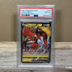 Pokemon TCG Battle Styles Tapu Koko V 050/163 PSA 10 GEM MT Ultra Rare Holo - Image 1
