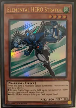 YuGiOh Elemental HERO Stratos Ultra Rare 1st Edition BLHR-EN061 - Image 1