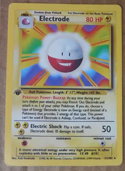 Electrode 21/102 Rare Non-Holo 1st Edition Base Set Pokemon Card MP - Image 1
