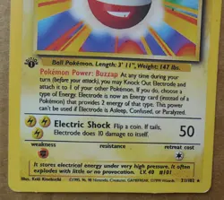 Electrode 21/102 Rare Non-Holo 1st Edition Base Set Pokemon Card MP - Image 3