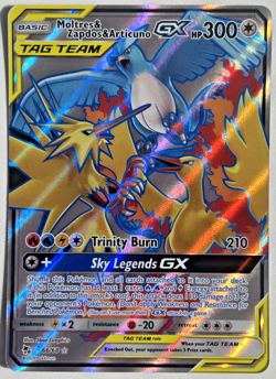 Moltres & Zapdos & Articuno GX Full Art 66/68 Pokemon TCG Hidden Fates Holo - LP - Image 1