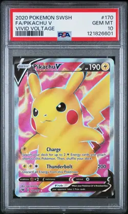 Pokemon Pikachu V Full Art Vivid Voltage 170/185 PSA 10 Gem Mint - Image 1