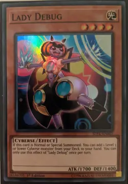 YuGiOh Lady Debug Super Rare 1st Edition SDPL-EN005 - Image 1
