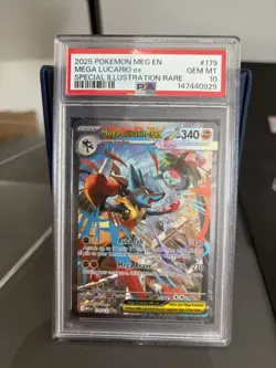 PSA 10 GEM MINT Mega Lucario EX 179/132 Mega Evolutions SIR Pokemon Card - Image 1