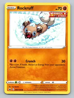 Rockruff Common SWSH06: Chilling Reign #086/198 tcg Pokemon Card NM - Image 1