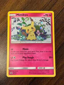 Mimikyu SM163 Holo Black Star Promo Sun & Moon Pokemon Card SWIRL - Image 1