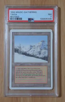 MTG Revised Rare Dual Land TAIGA 1994 Magic the Gathering PSA 7 NM - Image 1