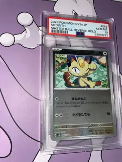 Pokemon SV2a Card 151 Meowth 052/165 Master Ball Reverse Holo JP PSA 10 - Image 1