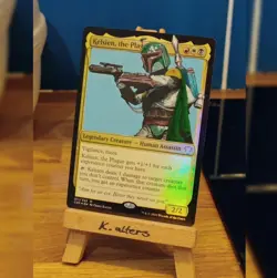 MTG Altered Card - Kelsien, The Plague as Boba Fett - Hand Painted - Image 1