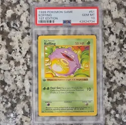 Pokemon TCG Base Set Shadowless Koffing 51/102 Regular PSA 10 English 1999 - Image 1