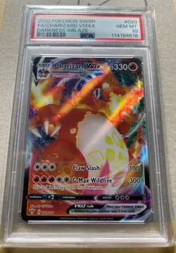 2020 POKEMON SWSH DARKNESS ABLAZE 020 FULL ART CHARIZARD VMAX PSA 10 - Image 1