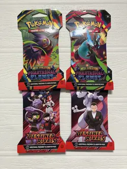 Pokemon Destined Rivals & Phantasmal Flames Sleeved Booster Pack (X4) New Sealed - Image 1