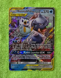 Blastoise & Piplup GX 38/236 - Sun & Moon Cosmic Eclipse - Pokemon Tag Team (LP) - Image 1