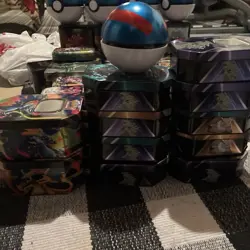 Pokemon TCG Empty Tin Lot (78) Lots Of Stickers And Portfolios, Good Condition! - Image 5