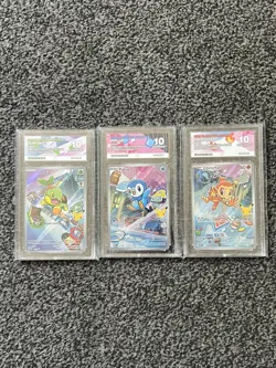 Pokemon First Partner Illustration Gen 4 Ace Graded 10 Turtwig Chimchar Piplup - Image 1