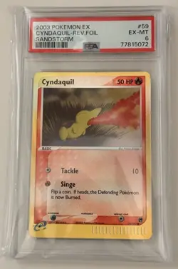 Pokemon 2003 EX Sandstorm Cyndaquil Reverse Holo 59/100 Common PSA 6 - Image 1