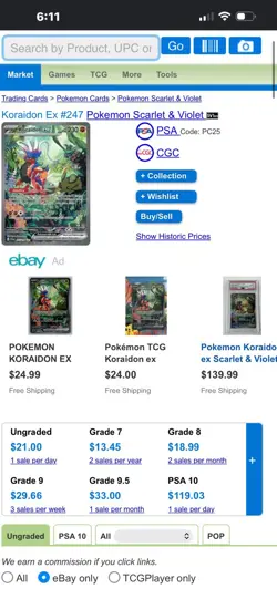 Pokemon Koraidon ex 247/198 SV01 Holo English PSA 9 - Image 3
