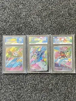 Pokemon First Partner Ace 10 Gen 7 Set PERFECT SUBGRADES Rowlet Popplio Litten - Image 1