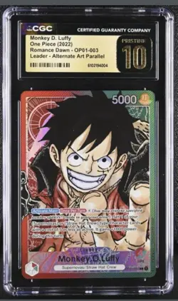 One Piece CCG - Alt Art Monkey D. Luffy OP01-003 (Pre-Errata CGC 10 Pristine) - Image 1