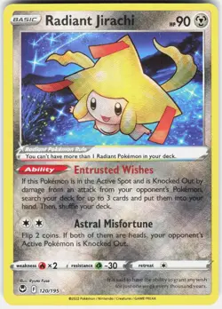 Radiant Jirachi 120/195 Radiant Rare Silver Tempest Pokemon Near Mint - Image 1