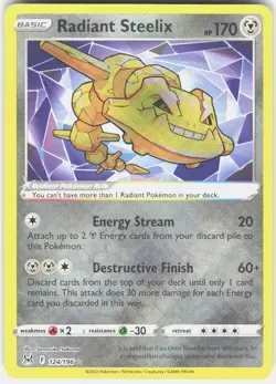 Radiant Steelix 124/196 Radiant Rare Lost Origin Pokemon Near Mint - Image 1