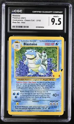 CGC 9.5 Pokemon Blastoise Holo 2/102 Celebrations Classic Collection 25th Anniv - Image 1