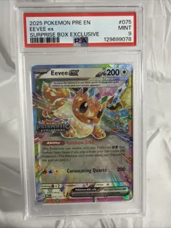POKEMON 2025 Prismatic Evolutions EEVEE EX #075 PSA 9 Mint RARE - Image 1
