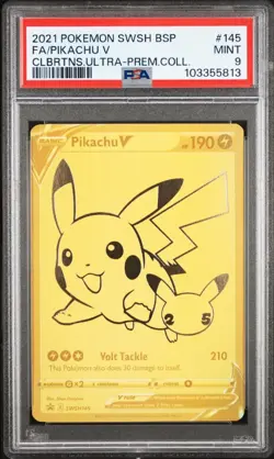 2021 Pokemon PIKACHU V #SWSH145 Black Star Promo Ultra-Premium Coll. PSA 9 - Image 1
