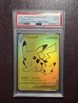 2021 Pokemon PIKACHU V #SWSH145 Black Star Promo Ultra-Premium Coll. PSA 9 - Image 4