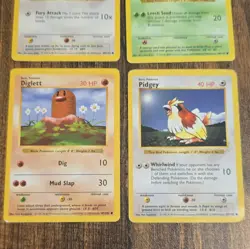 Pokemon TCG Base Set Vintage Lot - Doduo, Bulbasaur, Diglett, Pidgey shadowless - Image 3