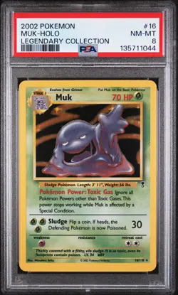 2002 POKEMON LEGENDARY COLLECTION #16 MUK-HOLO PSA 8 - Image 1