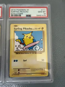 PSA 10 Pokemon Evolutions Surfing & Flying Pikachu Sequential Cards Rare 2016 - Image 3