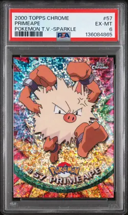 2000 TOPPS CHROME POKEMON T.V. SPARKLE #57 PRIMEAPE PSA 6 - Image 1