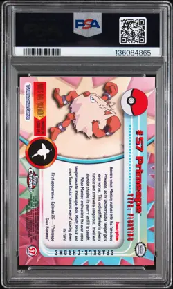 2000 TOPPS CHROME POKEMON T.V. SPARKLE #57 PRIMEAPE PSA 6 - Image 2